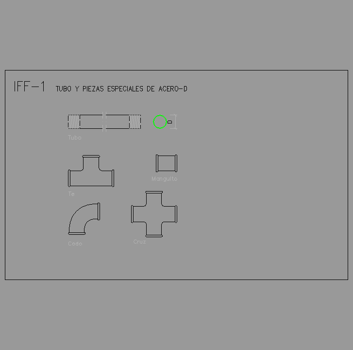 Bloque Autocad Tubo y piezas especiales de acero